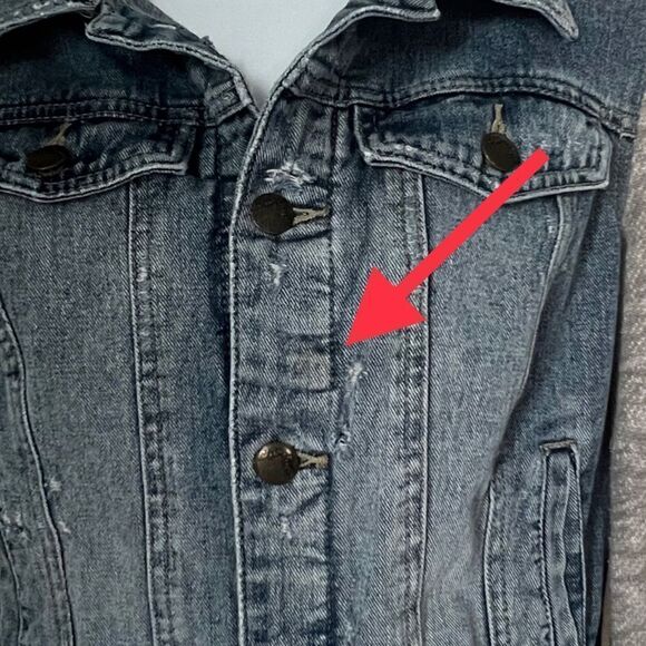 Free People Sweatshirt Knit Jean Distressed Streetwear Fall Jacket Size S - Picture 10 of 10